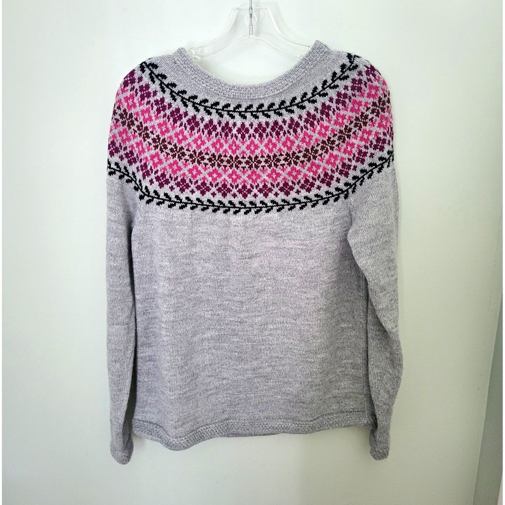 The Alpaca Connection Women Large Crew Neck Long Sleeve Fair Isle Knit Sweater